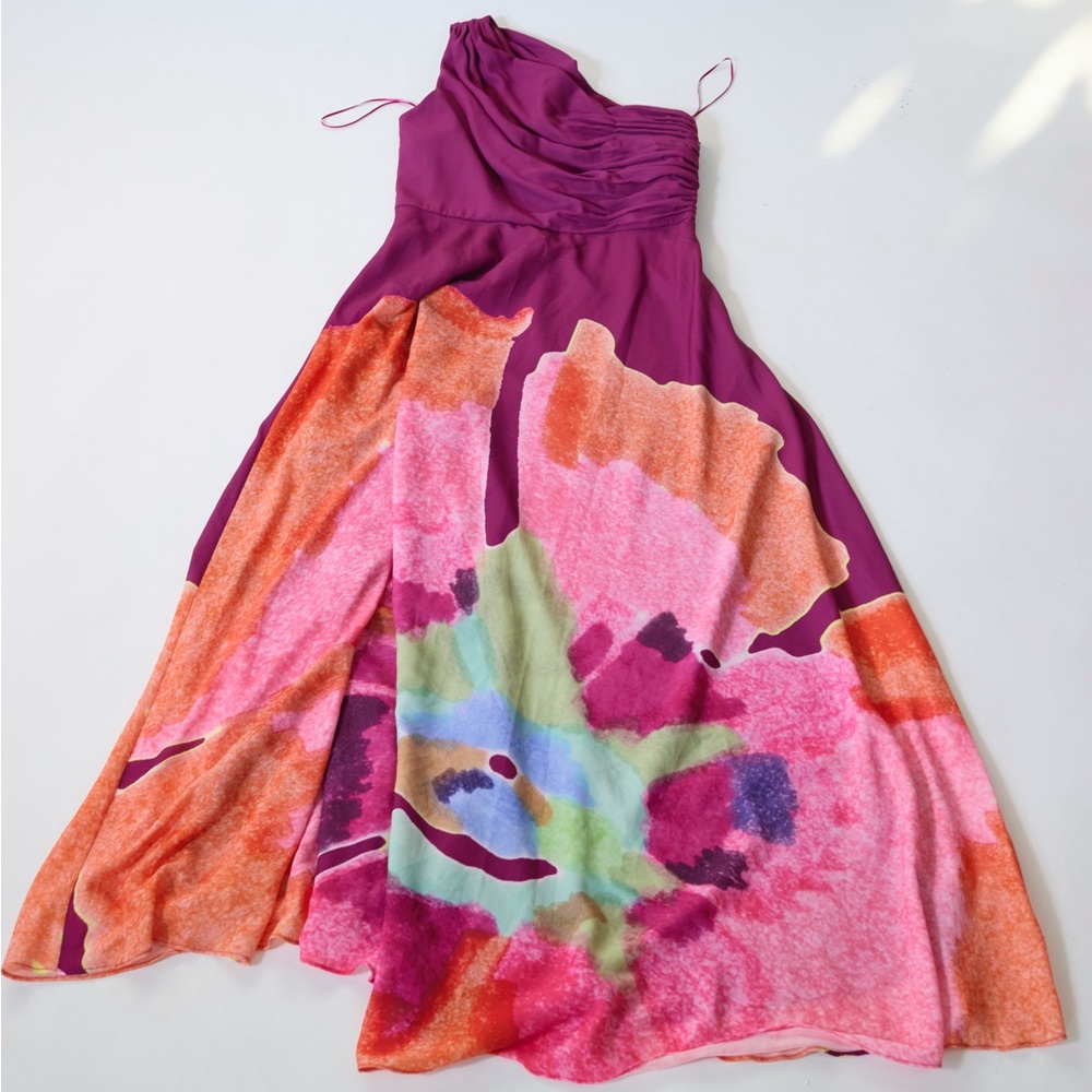 AMUR Purple and Multicolor High Low Dress